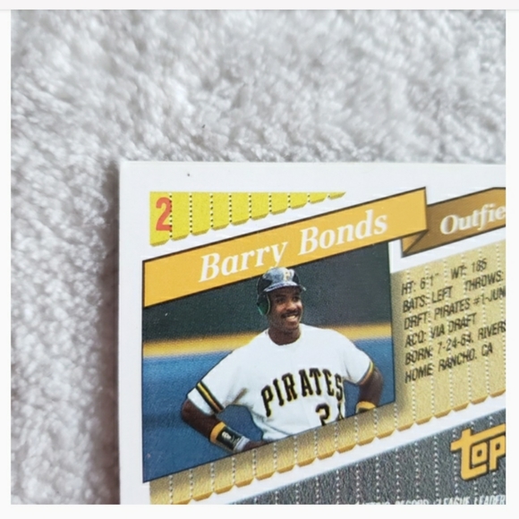 1993 Topps Barry Bonds Pittsburgh Pirates #2 Card - Picture 11 of 11